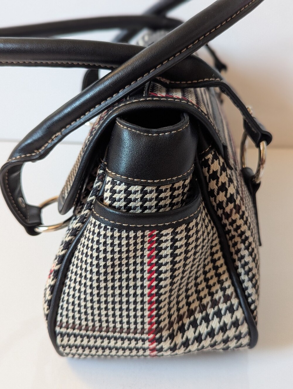 RALPH LAUREN CHAPS Houndstooth Plaid Bag - Picture 8 of 12